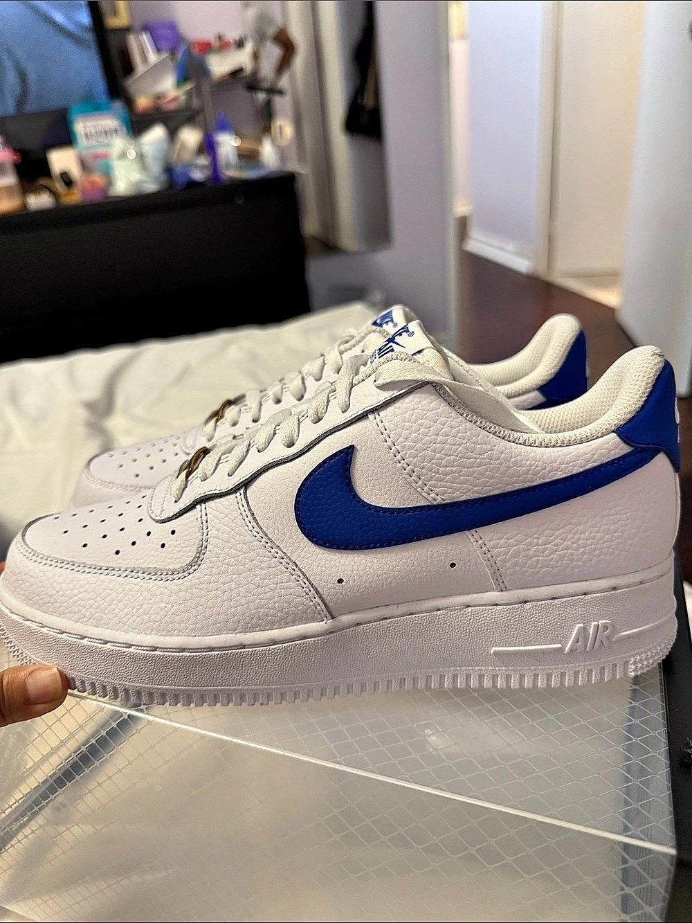 Mens Nike White & Blue Sneakers Air Force 1
